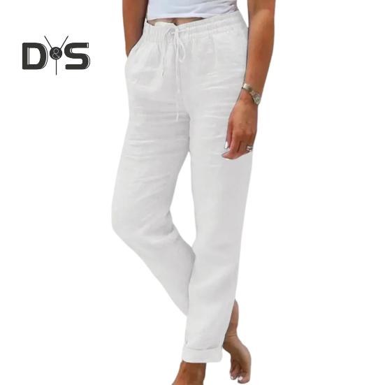 Pantaloni casual pentru femei, de culoare solidă, pantaloni de trening cu talie elastică, cu cordon reglabil, pentru antrenament, cu buzunare