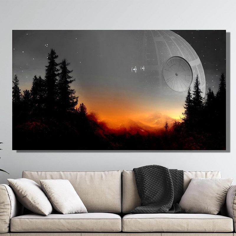 Star Universe Berge Landschaft Weltraumkrieg Poster Drucke Leinwand Malerei für Wohnzimmer Büro Wand Kunst Bilder Wohnkultur
