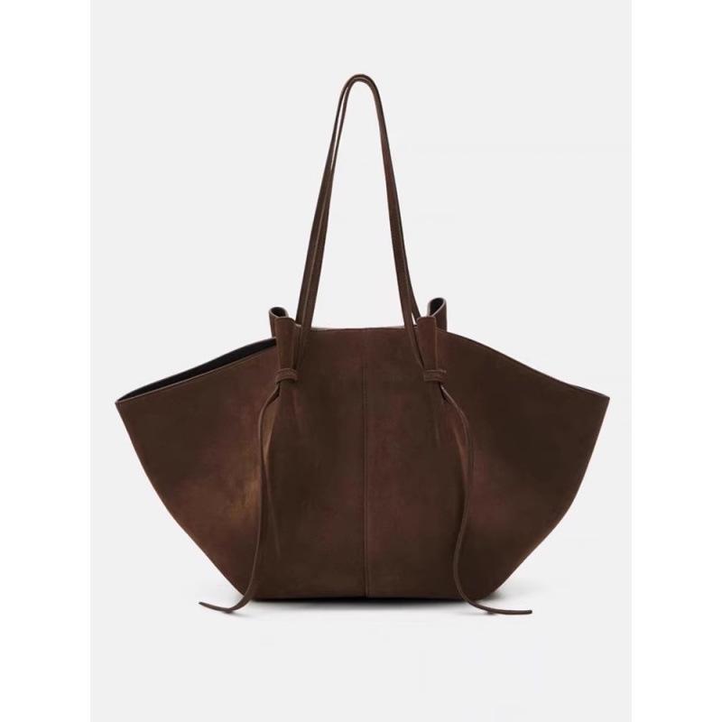 

Жіноча замшева шкіряна сумка кросбоді: Осінньо-зимова велика містка сумка через плече з крилами 28cm*15cm*29cm кавовий