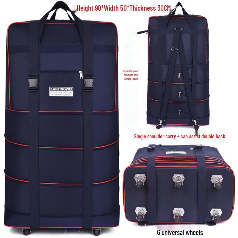 158L Aviation Large Capacity Rolling Travel Bag - Foldable Wheeled Luggage Storage, Oxford Cloth
