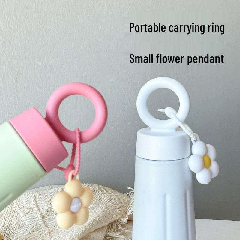 Stainless Steel Thermos Cup with Flower Handle – Durable, Portable, Ideal for Girls