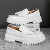 Luxury Designer New Black White Tassels Height Increasing Leather Casual Shoes For Men Loafter Formal Wedding Dress Homecoming