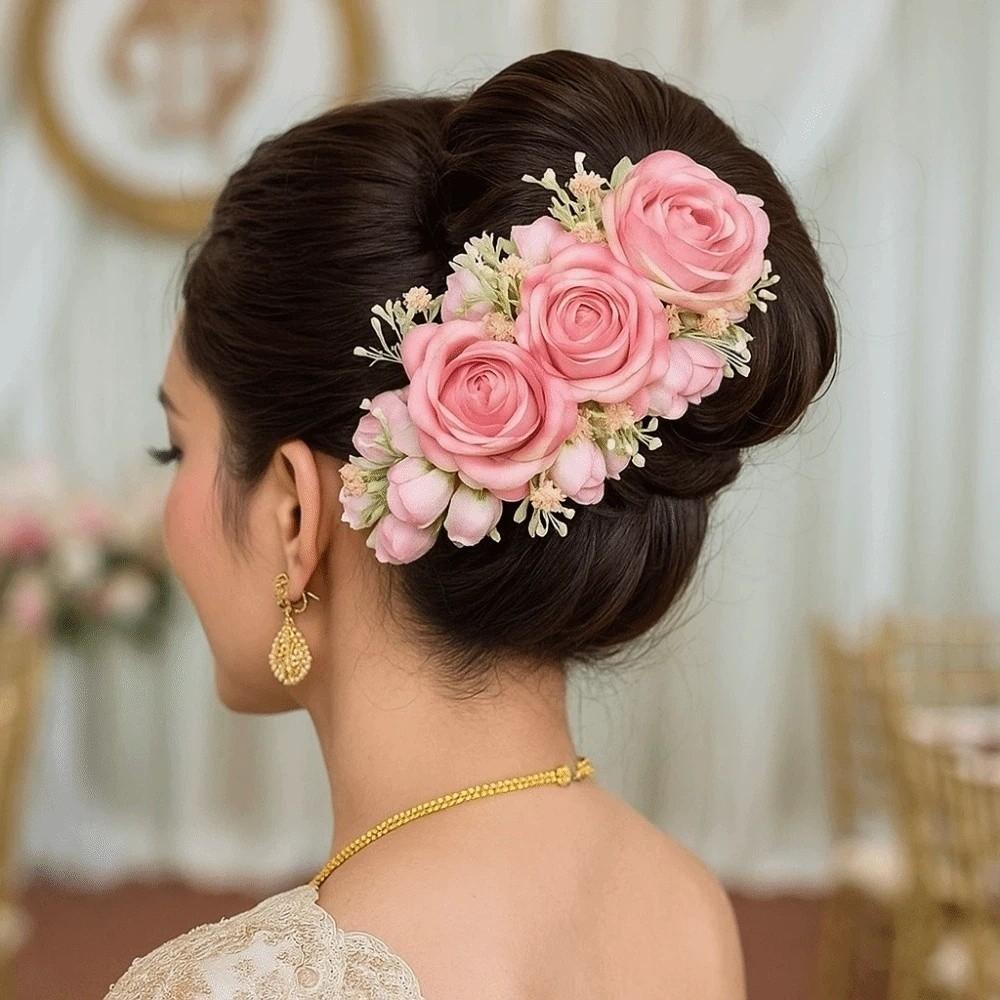 Thai Style Flowers Hairpin Sweet Chignon Hair Clips Hair Accessories Rose Hair Comb  Daily