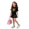 Girls Casual Loose Fit Short Sleeve Crew Neck T-Shirt and Skirt Set Lightweight Comfortable Soft Fabric Suitable for Everyday Wear
