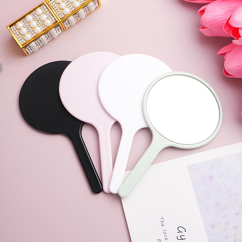Durable Round Handheld Makeup Mirror – Portable, Anti-Slip Design with Handle for Personal and Home Use