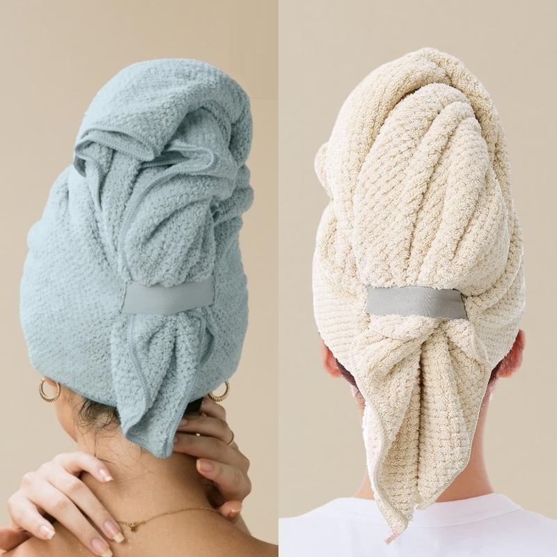 Chu Hui Pink Quick-Dry Super Absorbent Hair Towel for Women with Long Hair