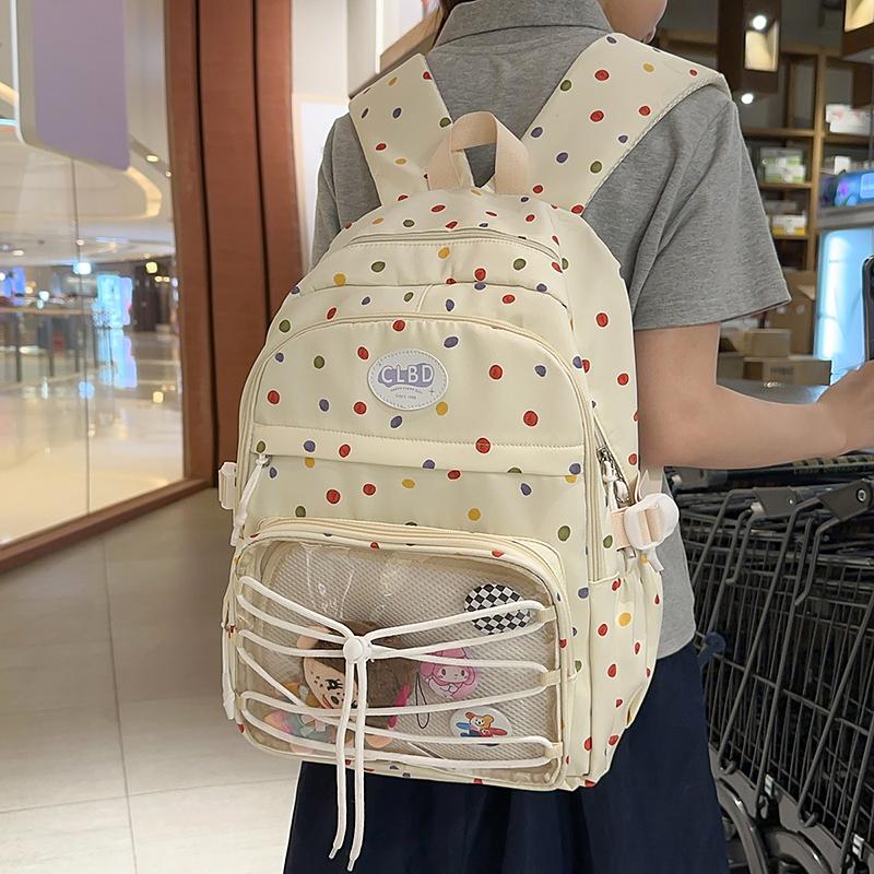 Stars Dot Print Girls Backpack Student Large Capacity Schoolbag