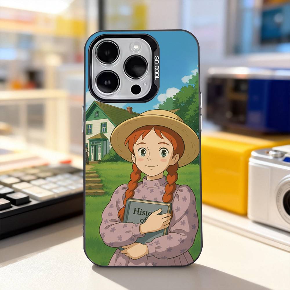 

A-Anne of Green Gables Cute Phone Case For iPhone 17,16,15,14,13,12,11,Pro,XS,Max,Plus,Mini,SE4,E Black Matte Shockproof Cover iPhone12PROMAX