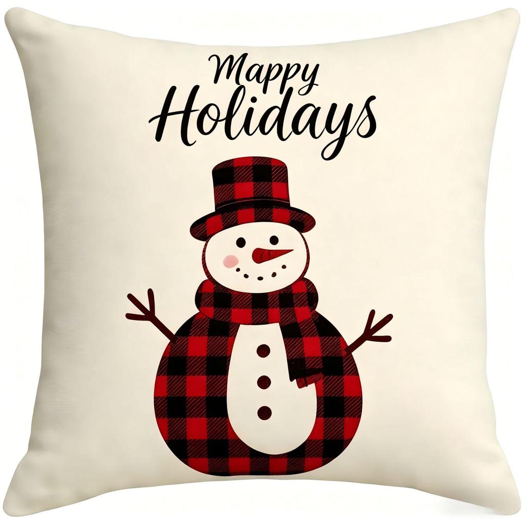 Festive Christmas Cushion Cover - Warm Patterned Pillowcase for Sofa, Bedside, Living Room, and Car