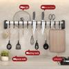 Black Traceless Adhesive Kitchen Storage Rack: Punch-Free Wall-Mounted Pot Lid, Knife Holder, Multi-Functional Hooks