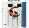 Gruseliger Halloween-Kranz: Orange & Schwarze Krähe mit Mond, Kürbissen & Getrockneten Ranken – Perfekte Tür- oder Wand-Festivaldekoration