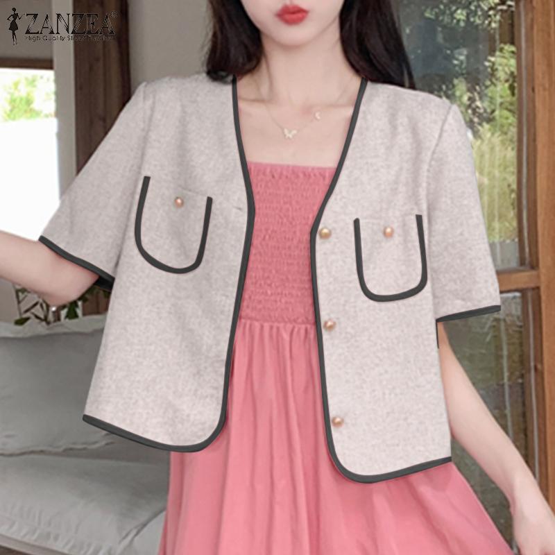 

VONDA Женские цветные рубашки с короткими рукавами Блейзер