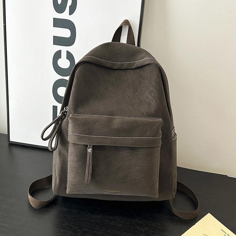 Minimalist Faux Leather Backpack Casual Daily Use Backpack for Women Simple Design Ideal for School Commute Travel and Everyday Outings No Pendant