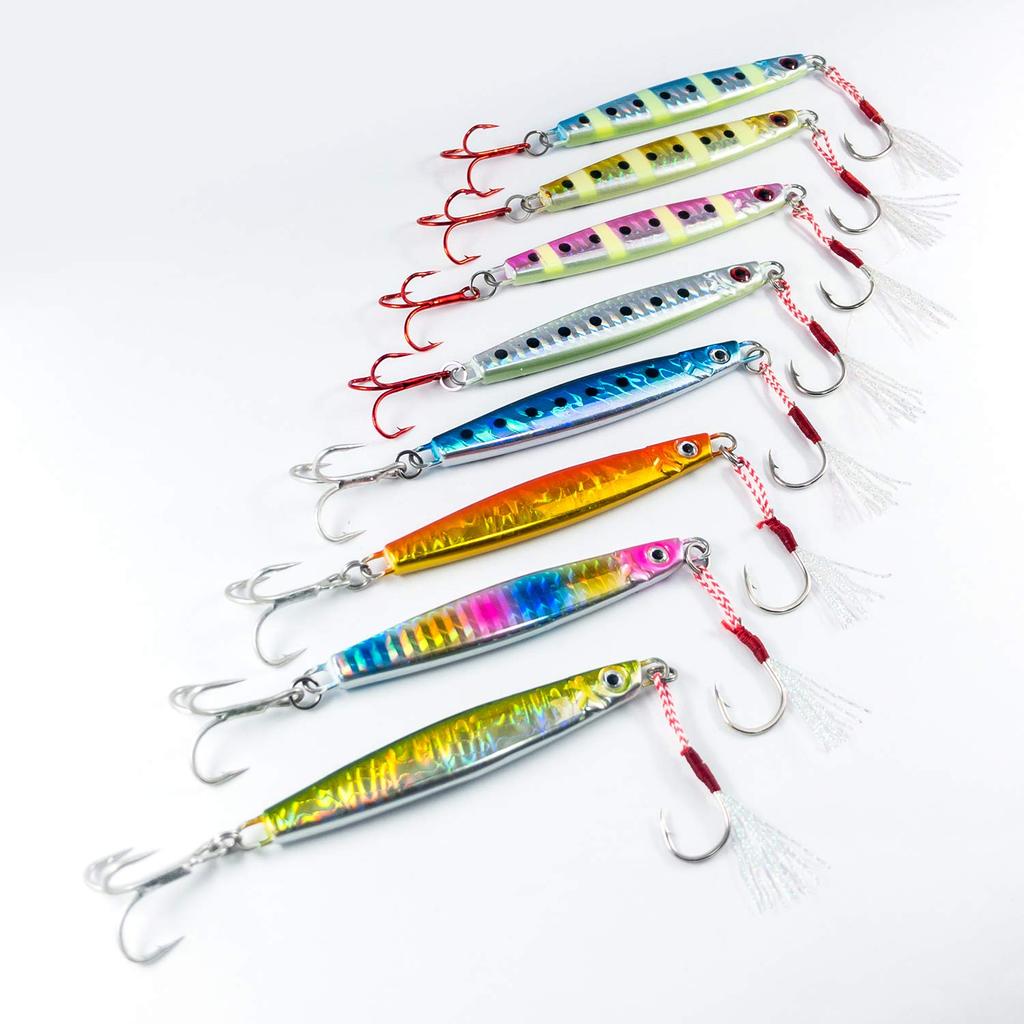 Olerud Fishing Tackle Metal Jig Set Jig 150g with Assist Silver Hooks Hidden Red Suitable for All Sea Spanish and Yellowtail (8 Colors) "Metal F"