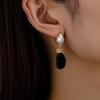 Huajie Women's Elegant Black White Contrast Color Design Pendant Earrings Classic Banquet Ladys New Ear Stud  Tide