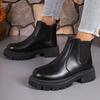 Fashion Women Ankle Boots Autumn Winter Classics Chelsea Boots Women Leather Platform Short Boots Outdoor Slip On Band Goth Shoes Women