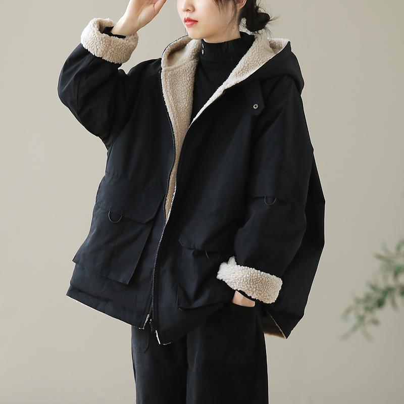 Women Loose Leisure Hooded Coat Women's Tide Ins Autumn Winter Cotton-Padded Jacket Female New Cotton-Padded Jacket