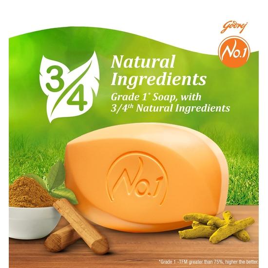 Godrej No.1 Bathing Soap Sandal & Turmeric Grade 1 Soap & Long-lasting Fragrance, Combo Pack of 5 (100g each)