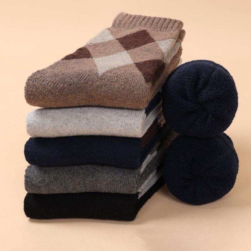 5 Pairs Men's Socks Warm Autumn and Winter Mid-Calf Socks