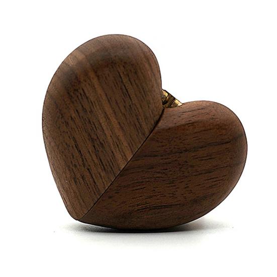 Yousheng Heart-shaped Ring Box Compact Size Portable Retro Style Wooden Proposal Wedding Ring Holder Jewelry Organizer