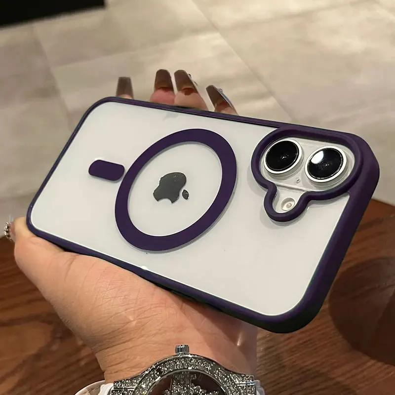 Luxury Magsafe Transparent Case For iPhone 17 16 15 14 13 12 11 Pro Max Mini 17 Air Magnetic Wireless Charge Bumper Cases Cover