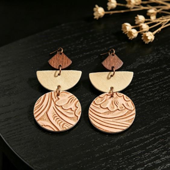 Bohemian Geometric Patchwork PU Leather Women's Earrings