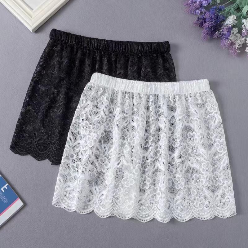 Women Lace Floral Fake Shirt Skirt Blouse Tail Hem Detachable Underskirt Shirt False Mini Skirt Fake Hem Adjustable Fake Top