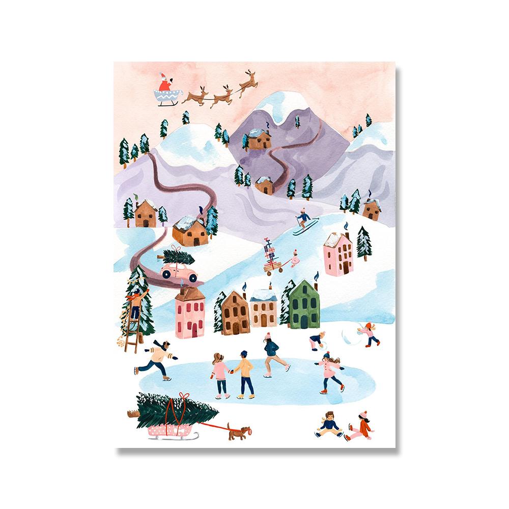 

Різдвяні сніговики, які співають, танцюристи, сезонні настінні картини, картини на полотні, скандинавські плакати та принти, зображення оленів, домашній декор кімнати 21x30cm No Framed білий