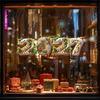 Reusable Festive Wall Decals 2027 Gingerbread Christmas Static Window Clings, Xmas New Year with Man Decors Santa Snowman Snowflake, Stickers for Home