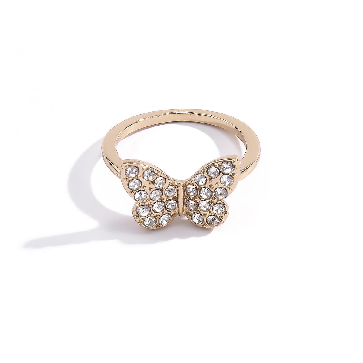 

Temperament diamond-set versatile geometric jewelry, simple and slightly inlaid butterfly style versatile ring