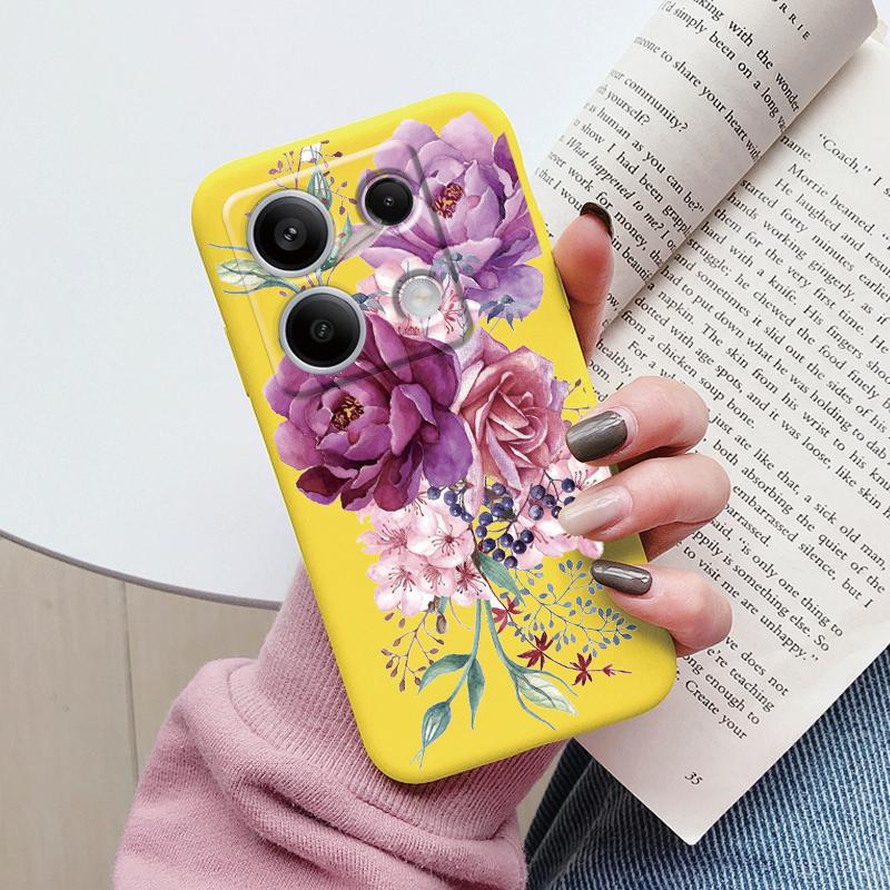 Case For Redmi Note 13 Pro 4G 5G Cute Heart Flower Back Cover Soft Silicone Matte Protective Fundas For Redmi Note13 Pro Bumper