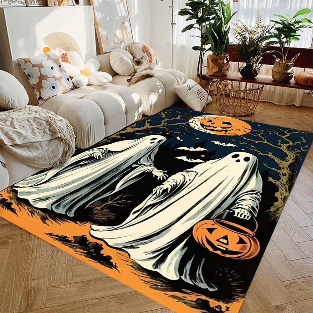 1 vnt. Retro Helovino moliūgo ir vaiduoklio kilimas Neslystantis minkštas namų dekoras svetainei, miegamajam, patalpoms