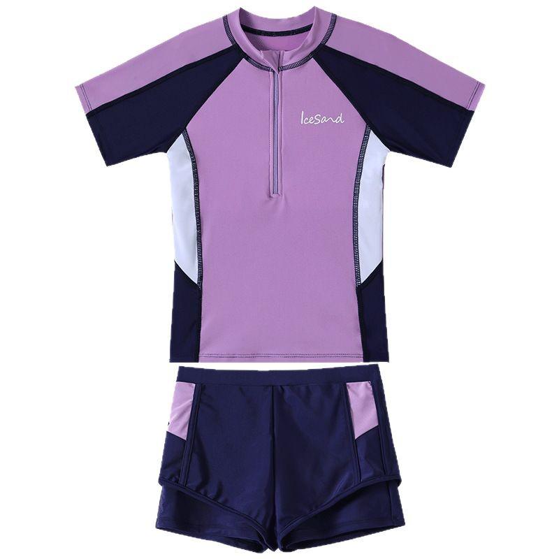 Girls' Sun Protection Swimwear: Split Flat Leg Style for Students and Kids