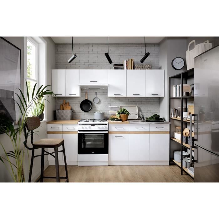 JUNONA Complete Kitchen 240cm - 7 Elements - Worktop Included - Glossy White