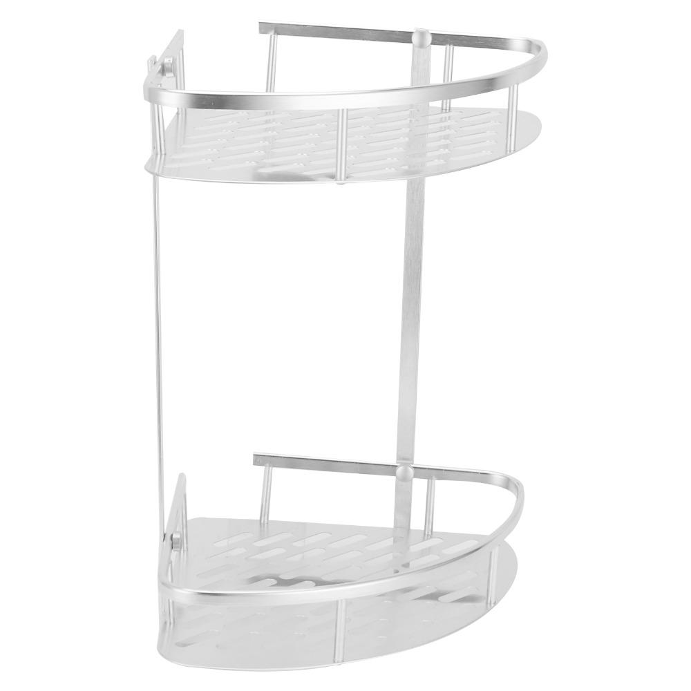 Two Layer Corner Shower Shelf Silver Bathroom Corner Shelf Durable Shower Shelf Rack  Household Use