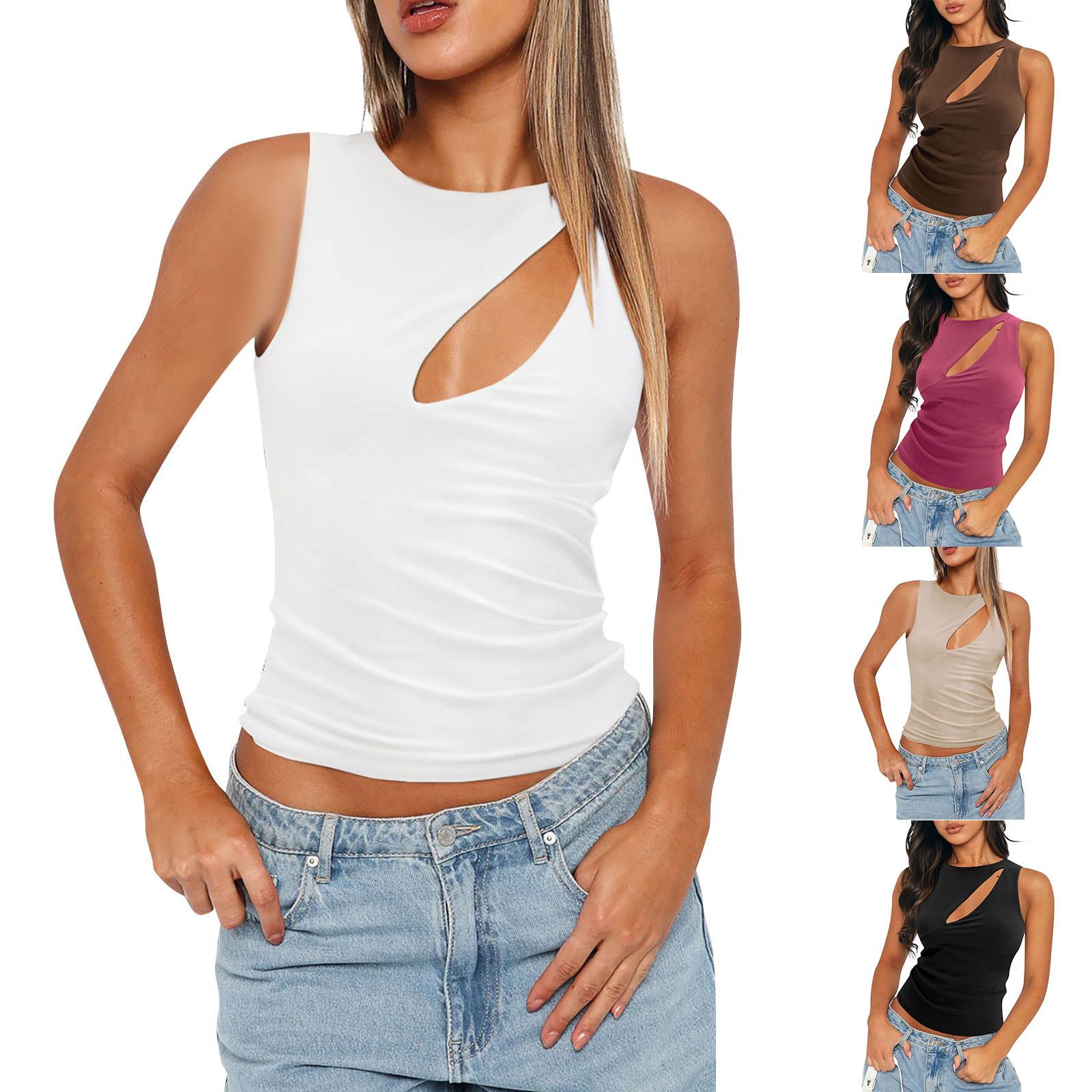 

Женская летняя майка, внешняя рубашка без рукавов, сексуальные топы для похудения пупка XS чёрный