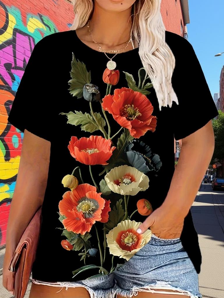 2026 New Women 3D Dandelion Graphics Print T-Shirts Fashion Casual Clothes Short Sleeves Top Summer Tees O-Neck Women's Clothing