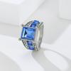 Fashionable Sparkling Square Blue Color Set Zircon Women's Ring, Bridal Wedding Jewelry, Banquet Party Accessories Gifts