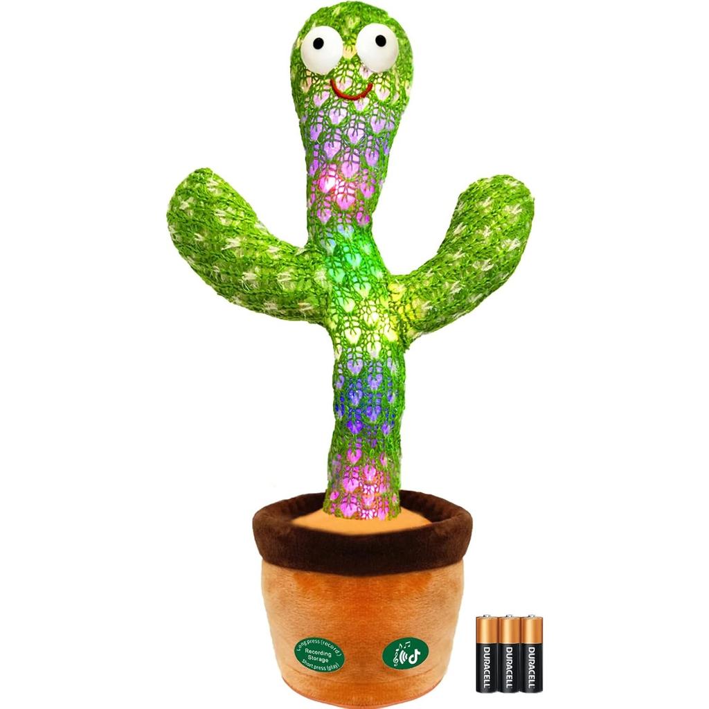 DancingTalking Cactus Mimicking ToyTalking Repeat Singing Sunny Cactus Toy 120 Pcs Songs for Baby 15S Record Your Sound Sing+Dancing+Recording+LED