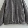 Fashion Solid Bombers Jacken Mantel Frauen Lose Outwear Mit Knopf Langarm Tops Grau Frühling Casual Weibliche Tasche Jacke Ins