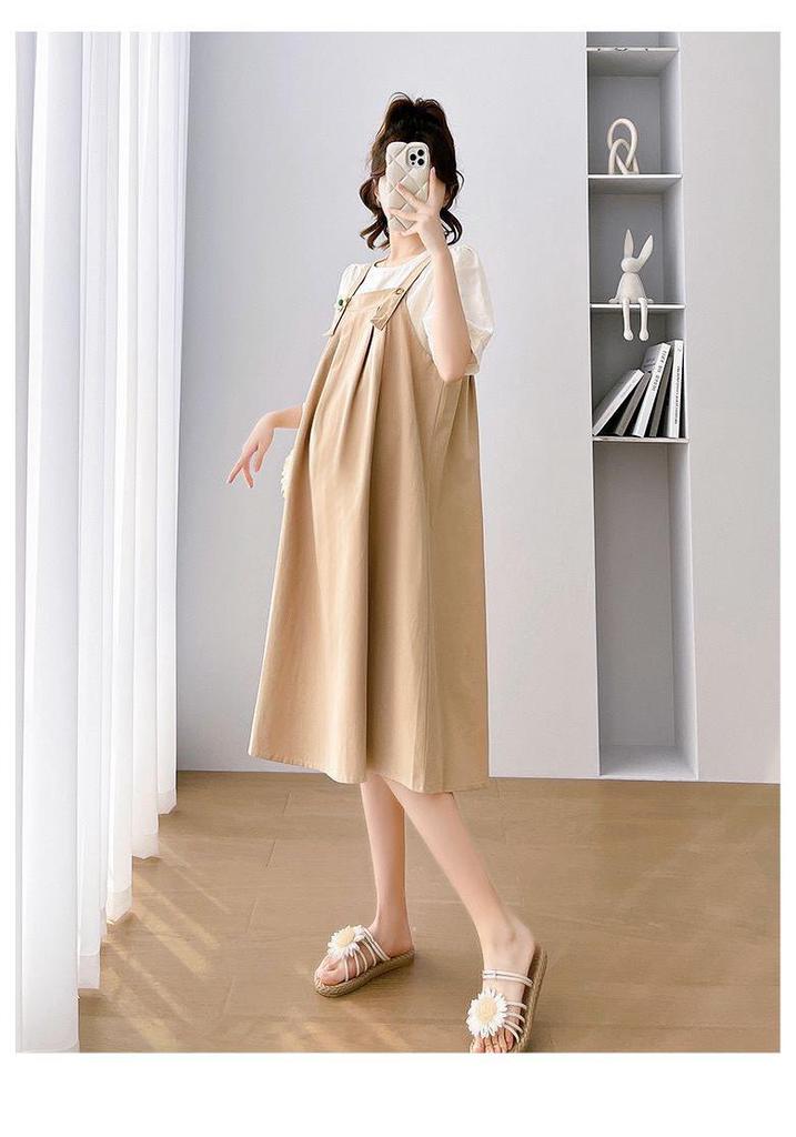 Stylish 2026 Summer Maternity Two-Piece Set: Camisole Top and Dress