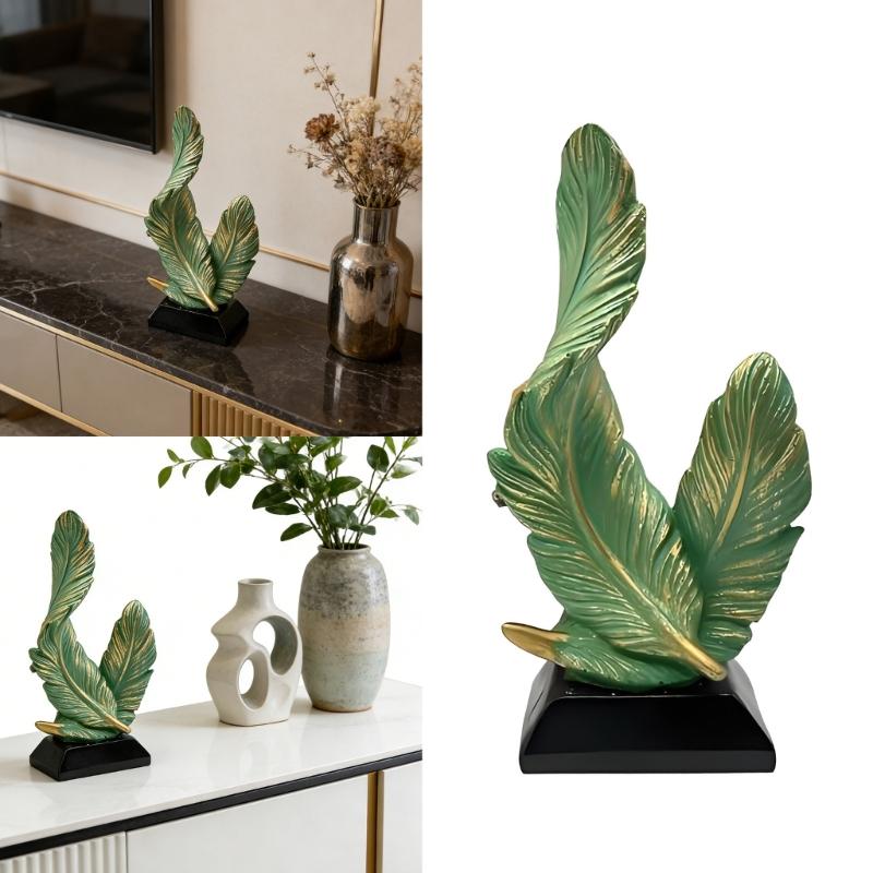 Elegant Resin Feathered Sculpture with Base Decoration For Living Room Entryway Ornament With Realistic Texture Gift