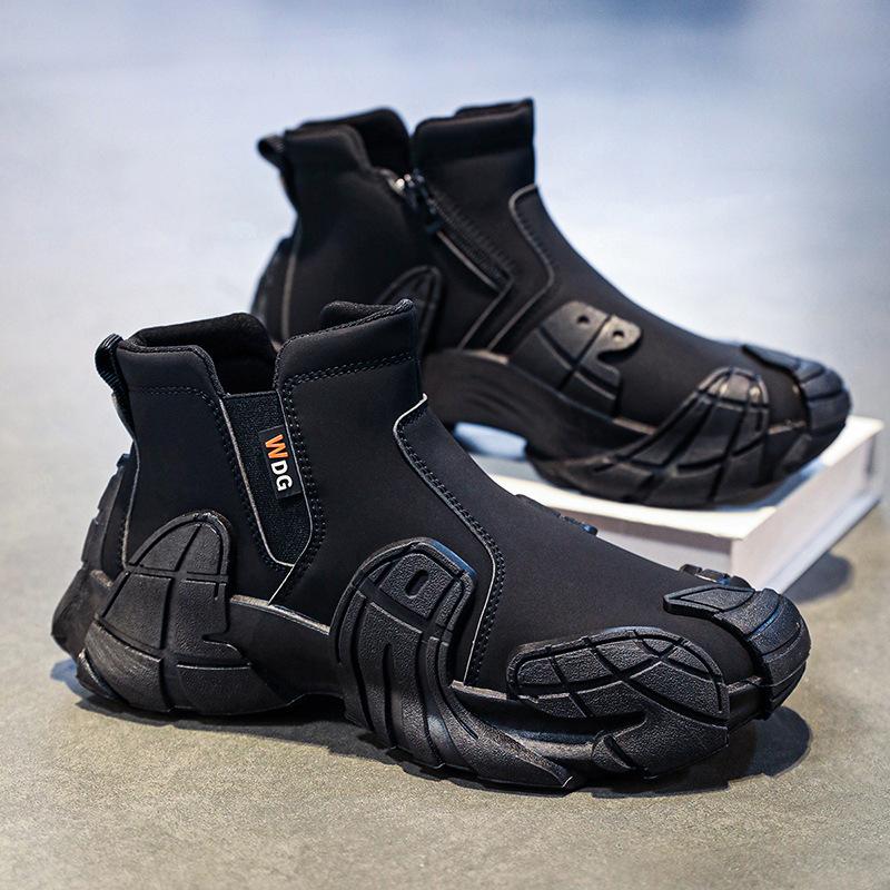 

Новые мужские высокие кроссовки 2025 года для осени - Нескользящие Водонепроницаемые Рабочие ботинки на боковой молнии для строительной площадки 44