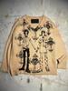 New Millennium Harajuku Punk Knit Sweater: Black Stone Band Print, Ripped Raw Hem, Autumn/Winter Style