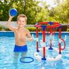 Aufblasbares Wasser-Basketballkorb-Set mit Pumpe und zwei Bällen Geeignet für Pool und Außenbereich Langlebig Leicht Tragbares Design
