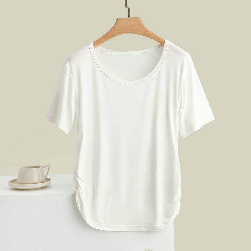 Damen Slim-Fit Modal Kurzarm T-Shirt - Vielseitiges, Bequemes, Rundhals Freizeit-Oberteil für Yoga und Tanz