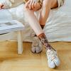 Breathable Five Finger Tube Socks Flower Toe Mid-calf Socks Soft Split Toe Short Socks  Daily