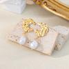 Stainless Steel Moon Pearl Earrings Gold Color Anti Fading Earring for Women Vacation Wedding Party Jewelry Accessories Gifts