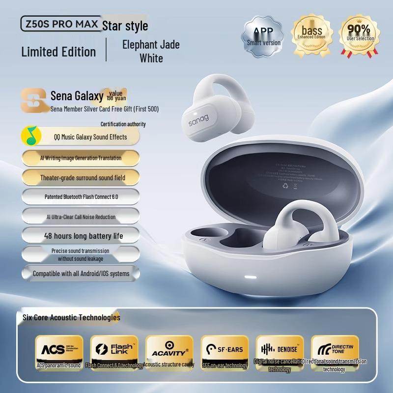 Sanag Z50 ProMax Bluetooth Air Conduction Sport Clip-on Wireless Earbuds