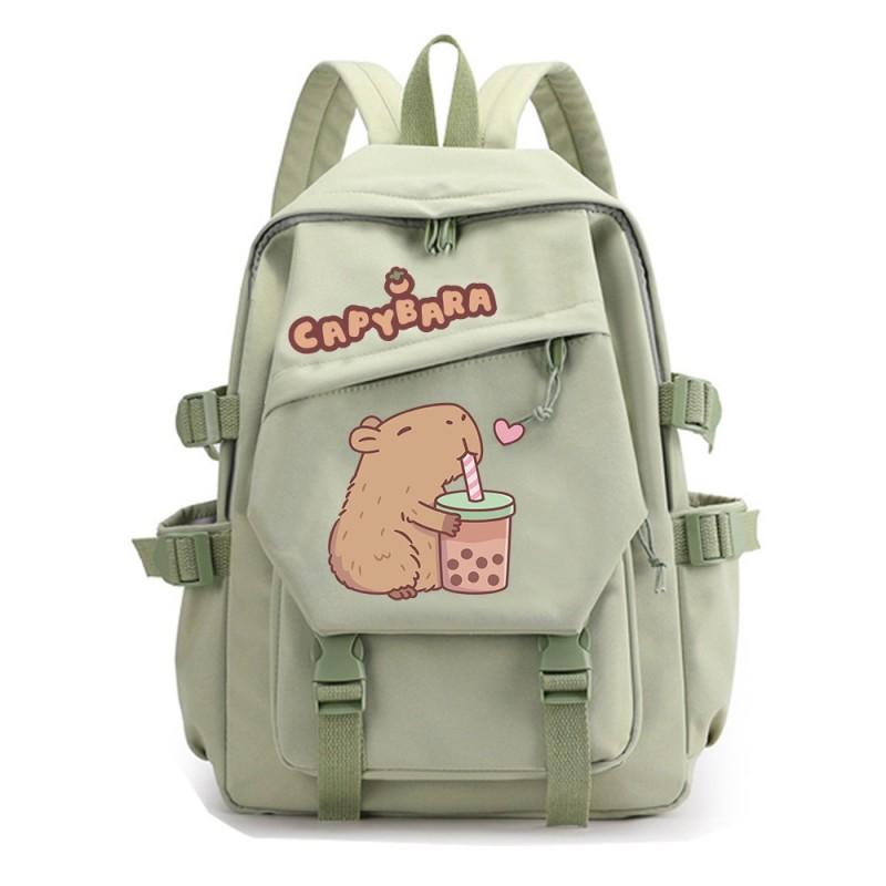 Capybara Cartoon School Backpack Teen Students Lightweight Nylon Dual-Shoulder Bag Campus Travel Study Unisex